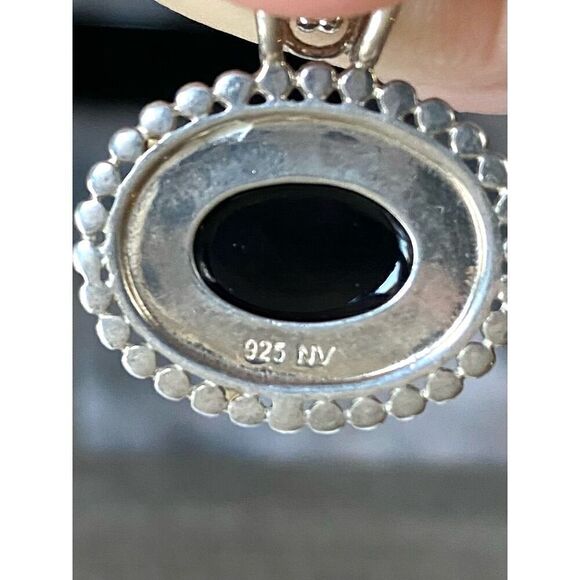 NK# Classic Nevada Silversmith (NV) Black Onyx & 22” Sterling 925 Silver Necklac - Picture 9 of 10